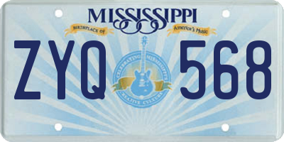 MS license plate ZYQ568