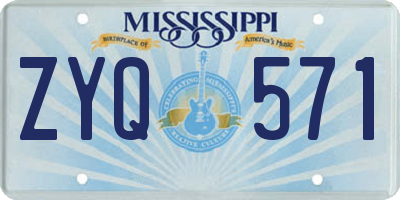 MS license plate ZYQ571