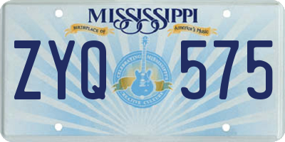 MS license plate ZYQ575
