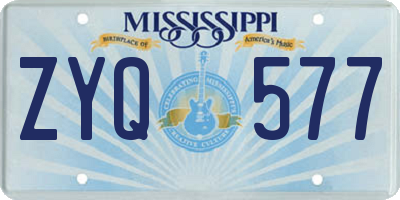 MS license plate ZYQ577