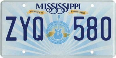 MS license plate ZYQ580