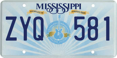 MS license plate ZYQ581