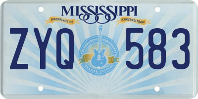 MS license plate ZYQ583