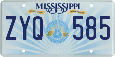 MS license plate ZYQ585