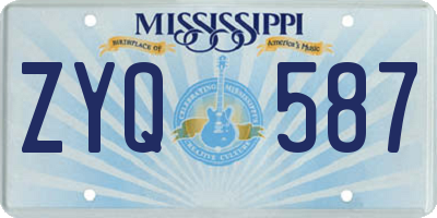 MS license plate ZYQ587