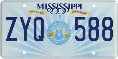 MS license plate ZYQ588