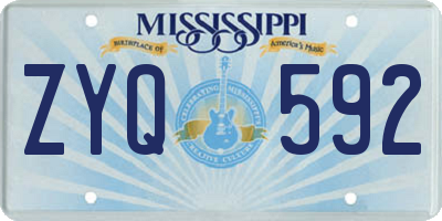 MS license plate ZYQ592