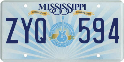 MS license plate ZYQ594