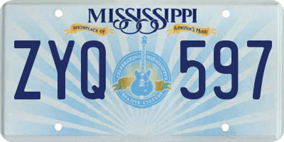MS license plate ZYQ597