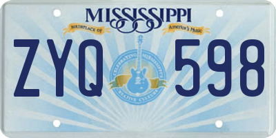 MS license plate ZYQ598