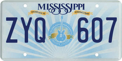 MS license plate ZYQ607