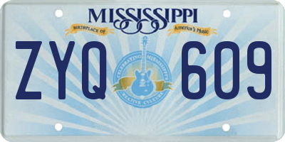 MS license plate ZYQ609