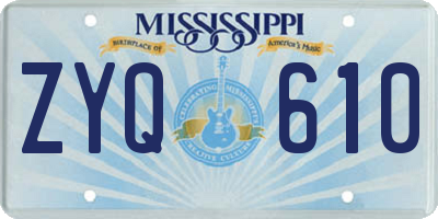 MS license plate ZYQ610