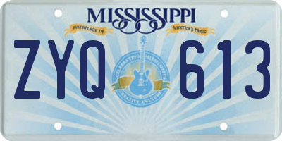 MS license plate ZYQ613