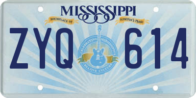 MS license plate ZYQ614
