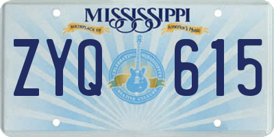 MS license plate ZYQ615