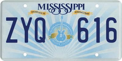 MS license plate ZYQ616