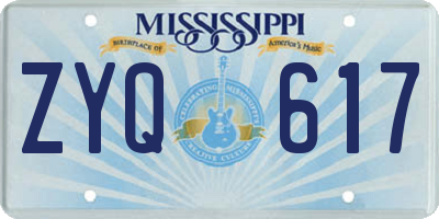MS license plate ZYQ617