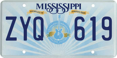 MS license plate ZYQ619