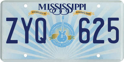 MS license plate ZYQ625