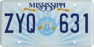 MS license plate ZYQ631