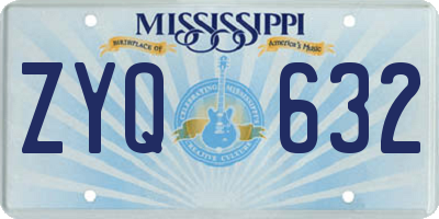 MS license plate ZYQ632