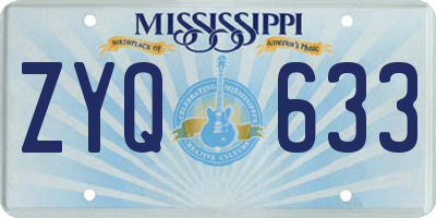 MS license plate ZYQ633