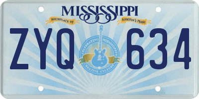 MS license plate ZYQ634