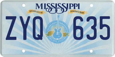 MS license plate ZYQ635