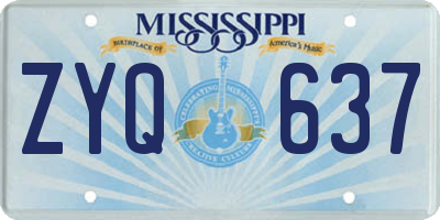 MS license plate ZYQ637