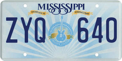 MS license plate ZYQ640