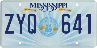 MS license plate ZYQ641