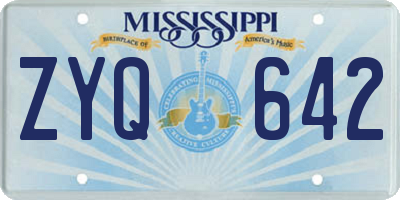 MS license plate ZYQ642