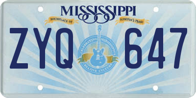 MS license plate ZYQ647