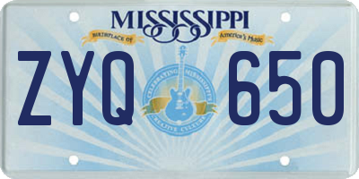 MS license plate ZYQ650
