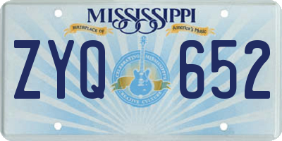 MS license plate ZYQ652
