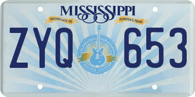 MS license plate ZYQ653
