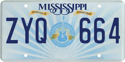 MS license plate ZYQ664