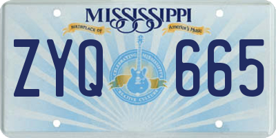 MS license plate ZYQ665