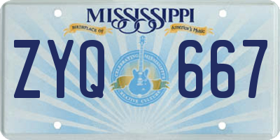 MS license plate ZYQ667