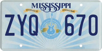 MS license plate ZYQ670