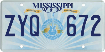 MS license plate ZYQ672