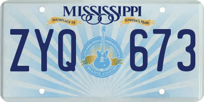 MS license plate ZYQ673