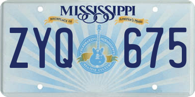 MS license plate ZYQ675