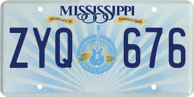 MS license plate ZYQ676