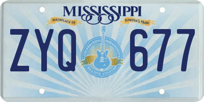 MS license plate ZYQ677