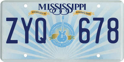MS license plate ZYQ678
