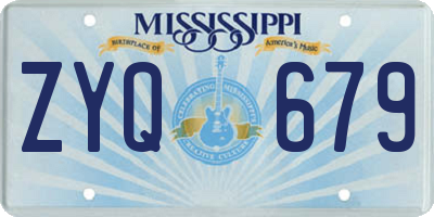 MS license plate ZYQ679