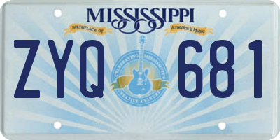 MS license plate ZYQ681