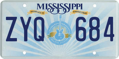 MS license plate ZYQ684